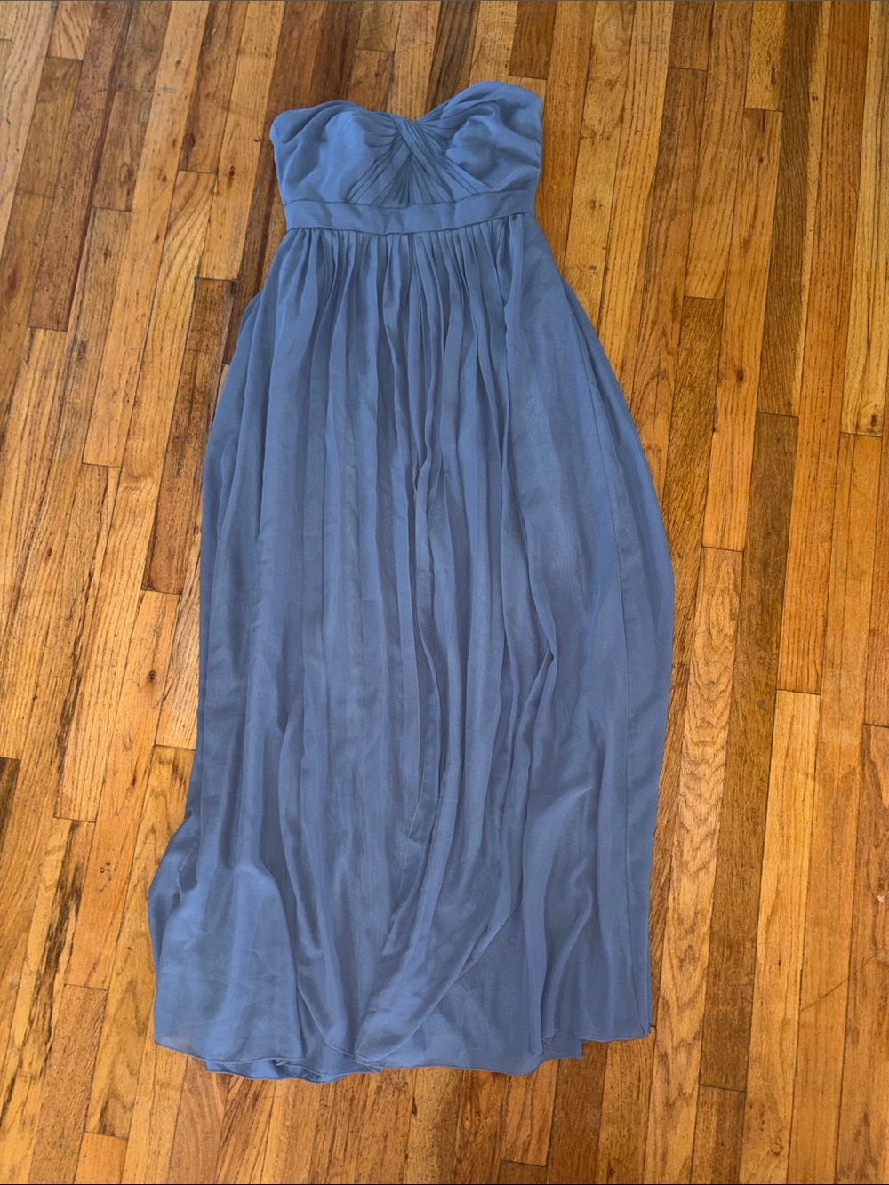 Jenny Yoo Strapless Blue Chiffon Maxi Dress - Brand Unknown